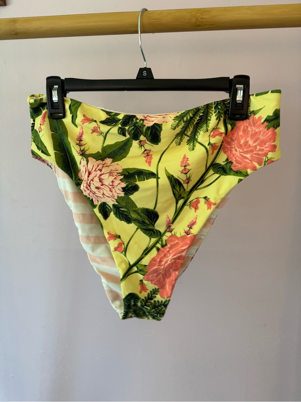 Agua Bendita x Target Reversible Yellow Floral Bikini Bottom with Pink Flowers